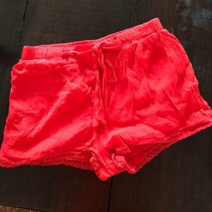 Bright red shorts